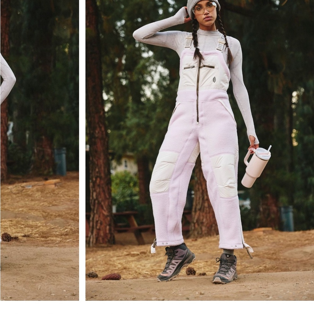 Free People Light Pink Snow bibs NWT